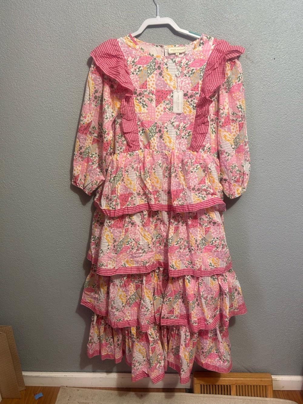 NWT Simply Southern Patchwork ruffled maxi dress size large